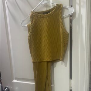Elegant Mustard Sleeveless Knit Jumpsuit